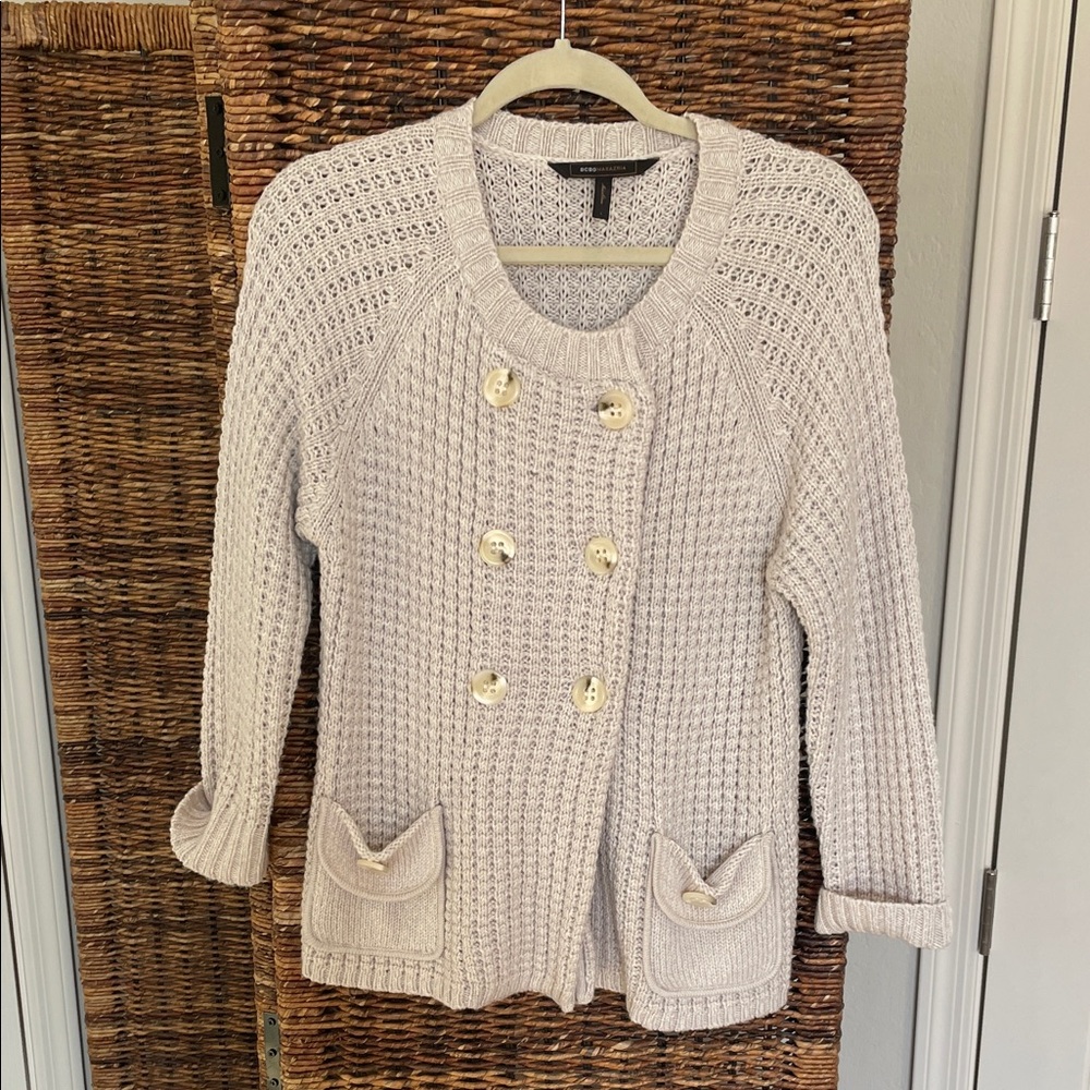 BCBGMaxAzria Cream Double-Breasted Cardigan